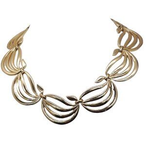 Vintage Signed Monet Goldtone Link Necklace, 1954 Ad Piece